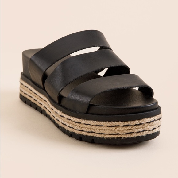 MIA Women’s Black Strappy Platform Sandals with Jute Detailing Size 8.5 - Picture 1 of 10